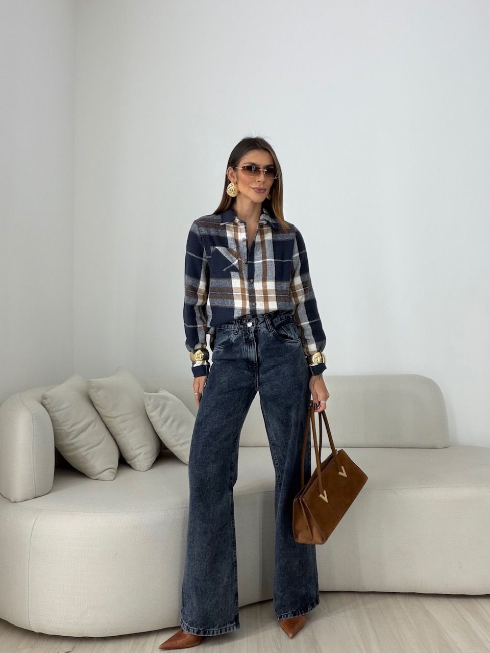 CAMISA SOLANGE XADREZ MARINHO