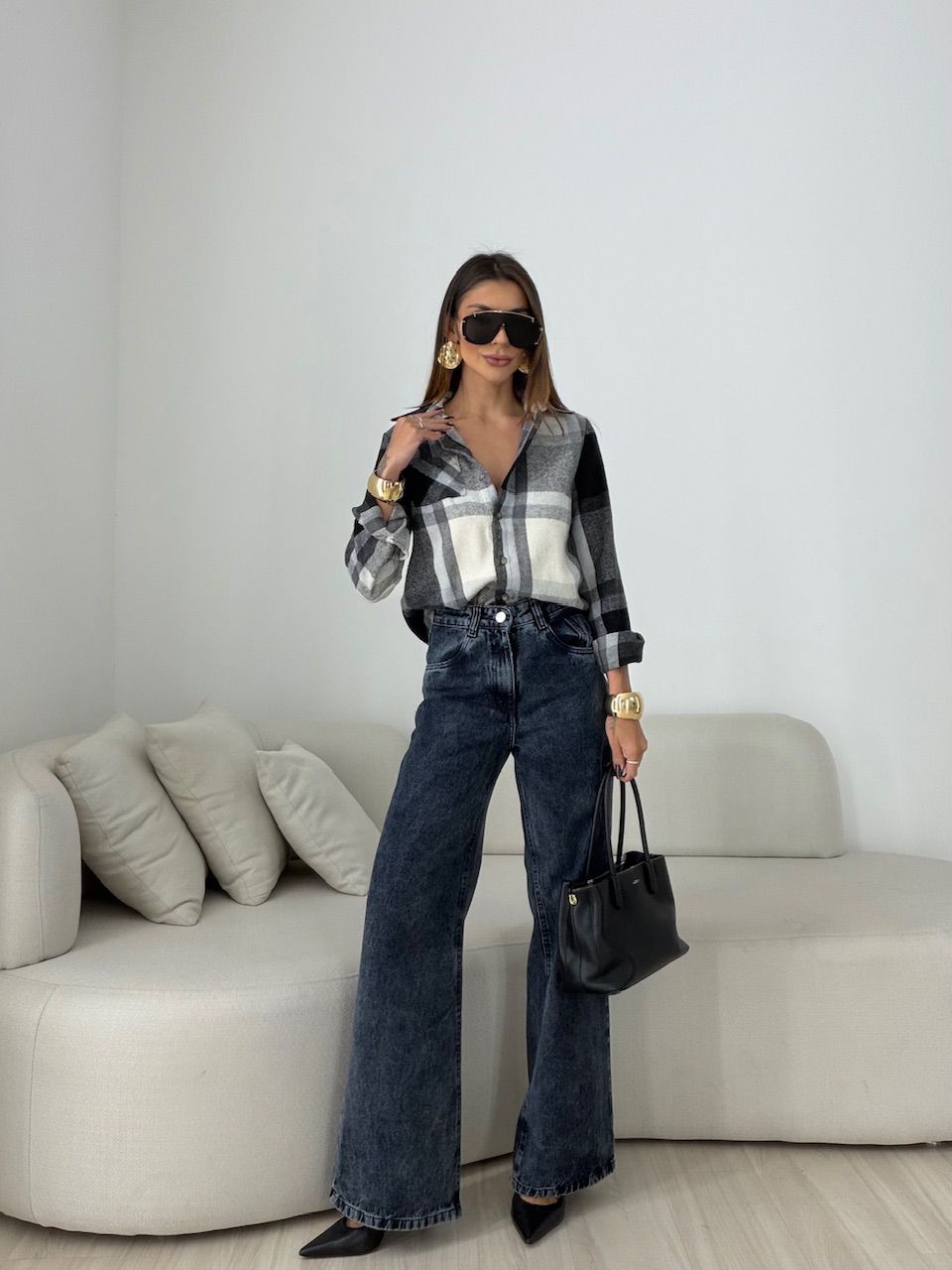 CAMISA SOLANGE XADREZ PRETA