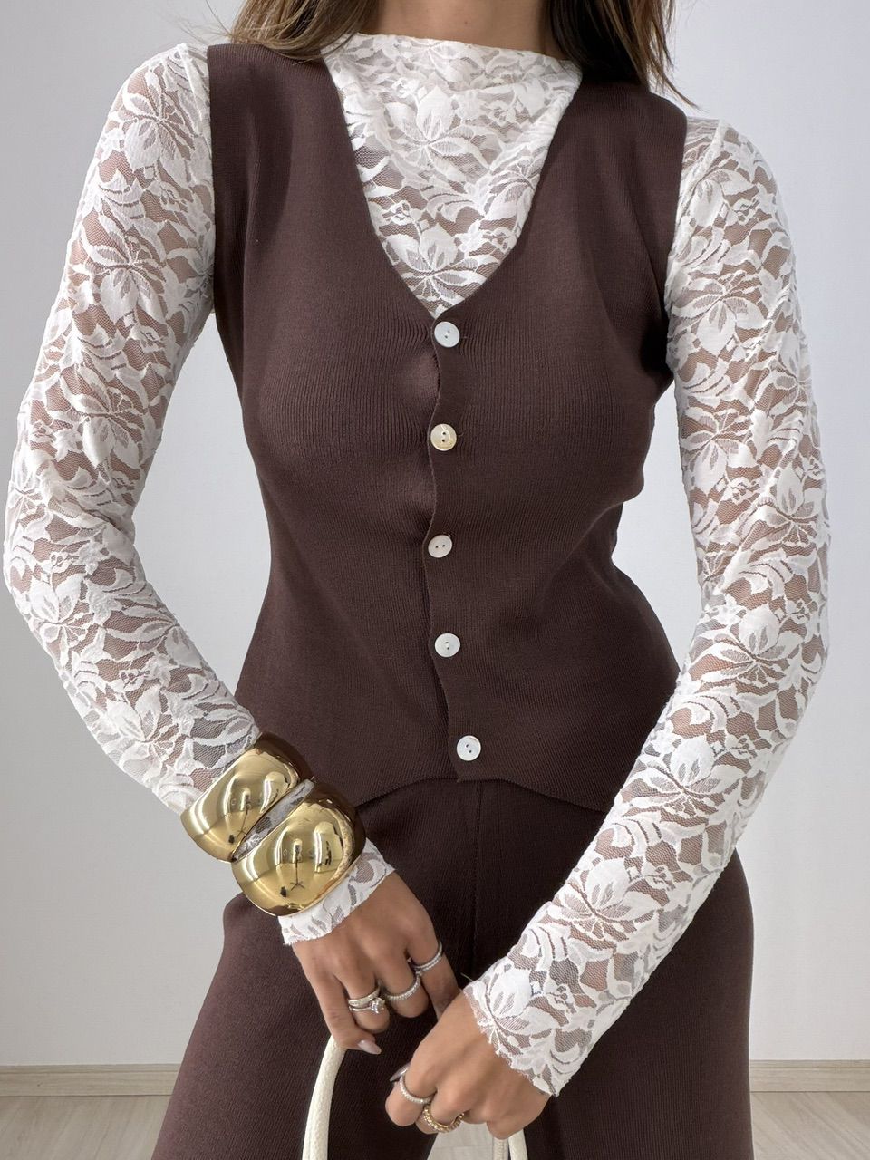 CONJUNTO LIA TRICOT CAFÉ