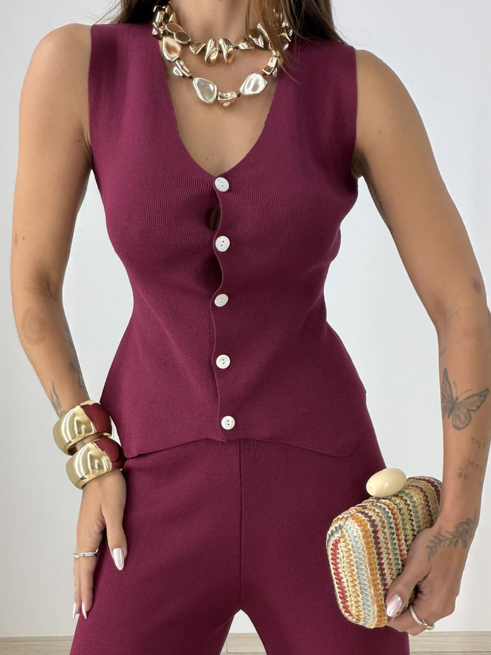 CONJUNTO LIA TRICOT VINHO