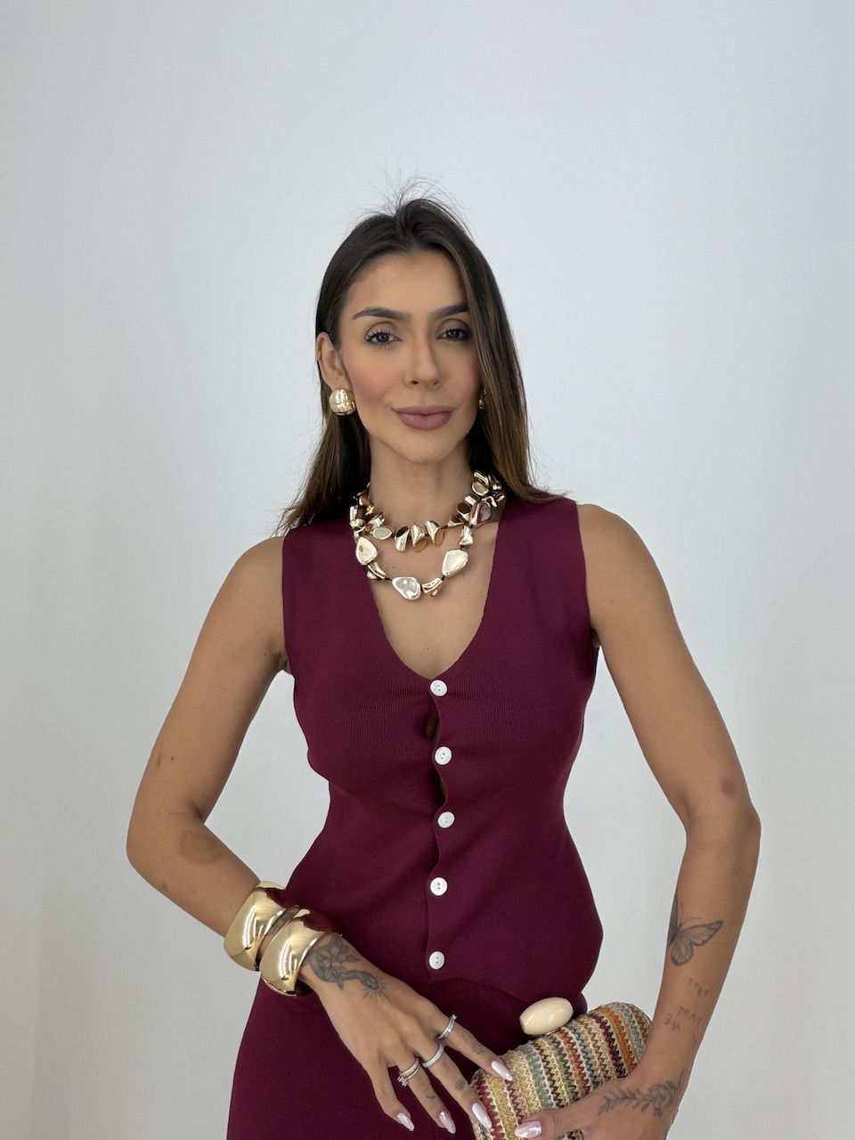 CONJUNTO LIA TRICOT VINHO