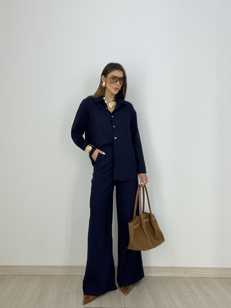 CONJUNTO LILIANE CAMISA CALÇA MARINHO