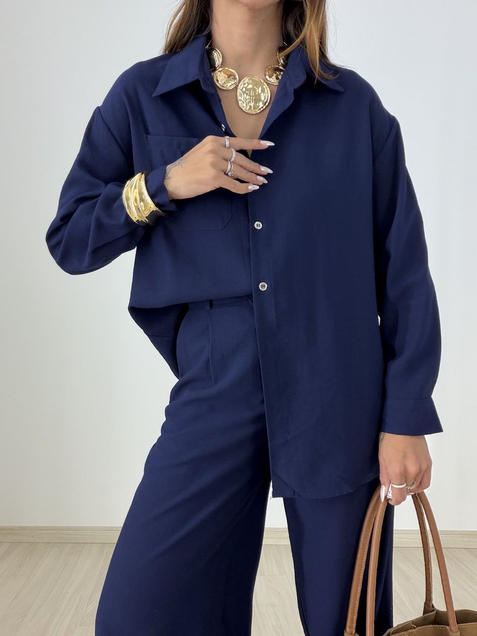 CONJUNTO LILIANE CAMISA CALÇA MARINHO