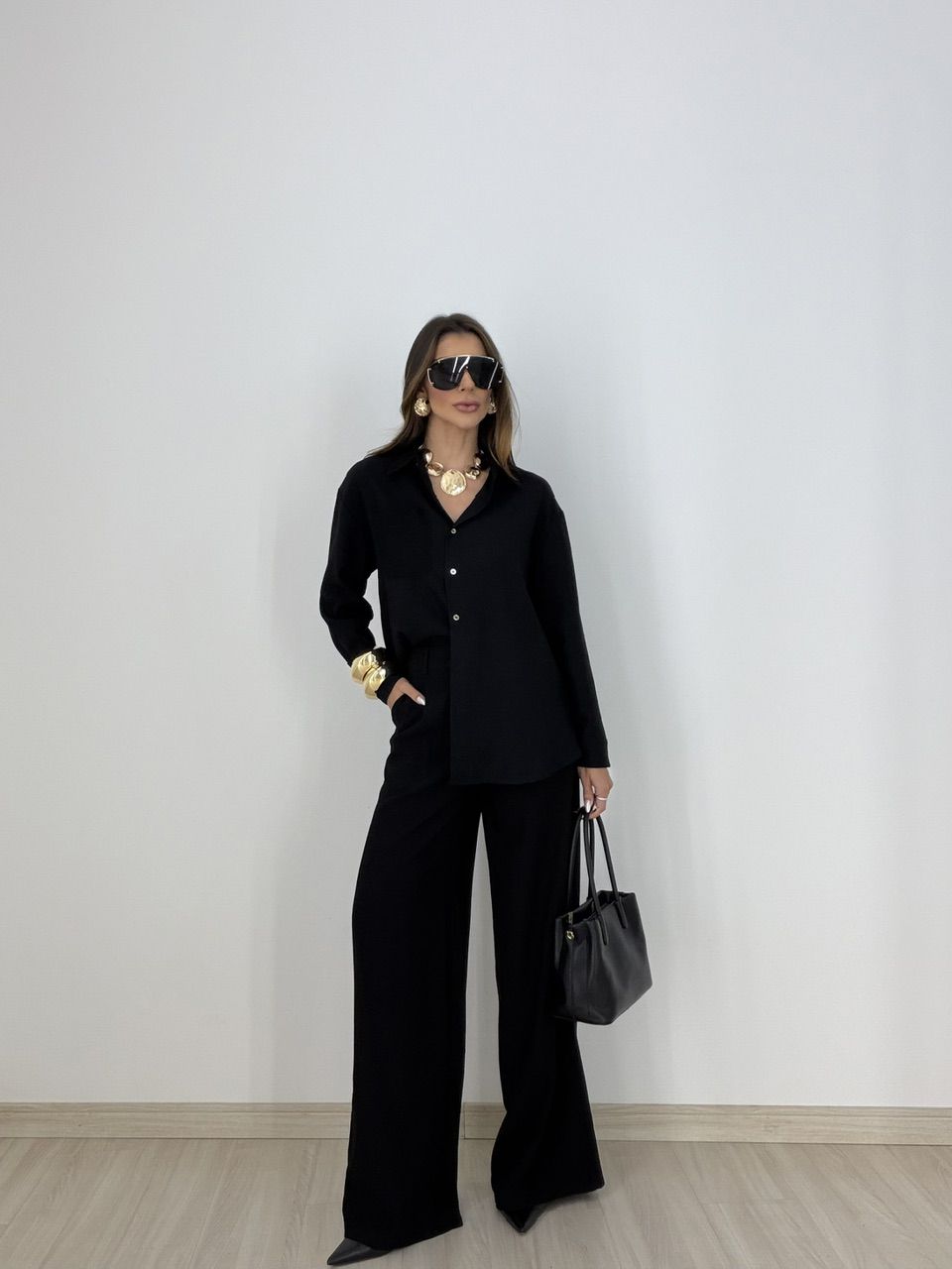 CONJUNTO LILIANE CAMISA CALÇA PRETO - 0078600032 - CAROLLA FERRARO