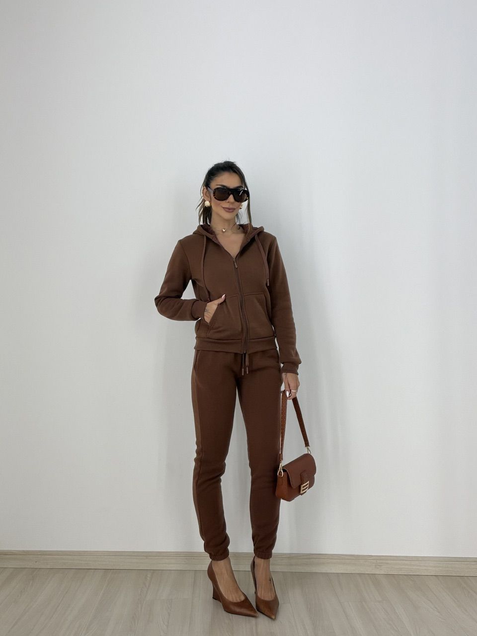 CONJUNTO ROSE MOLETOM MARROM - 0078510054 - CAROLLA FERRARO