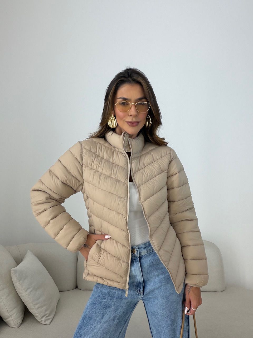 PUFFER REGINA ZÍPER AREIA - 0078590110 - CAROLLA FERRARO