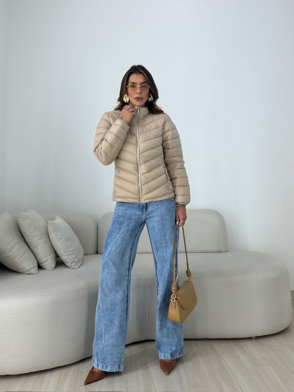 PUFFER REGINA ZÍPER AREIA