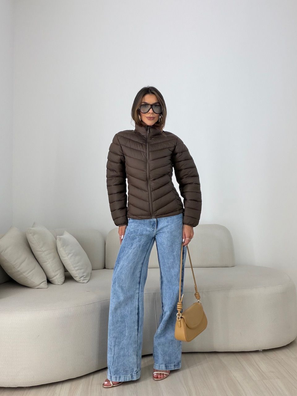 PUFFER REGINA ZÍPER CAFÉ