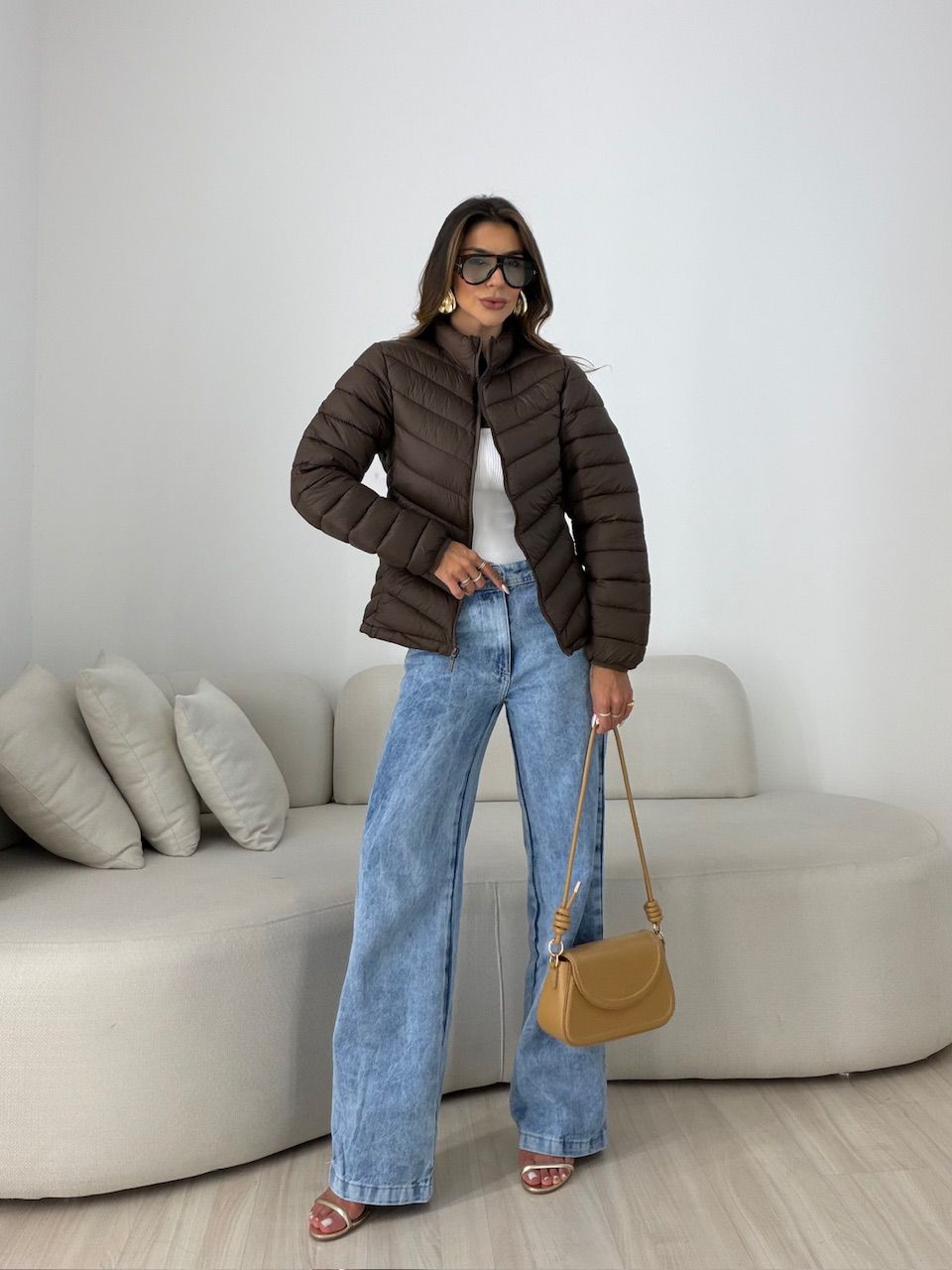 PUFFER REGINA ZÍPER CAFÉ