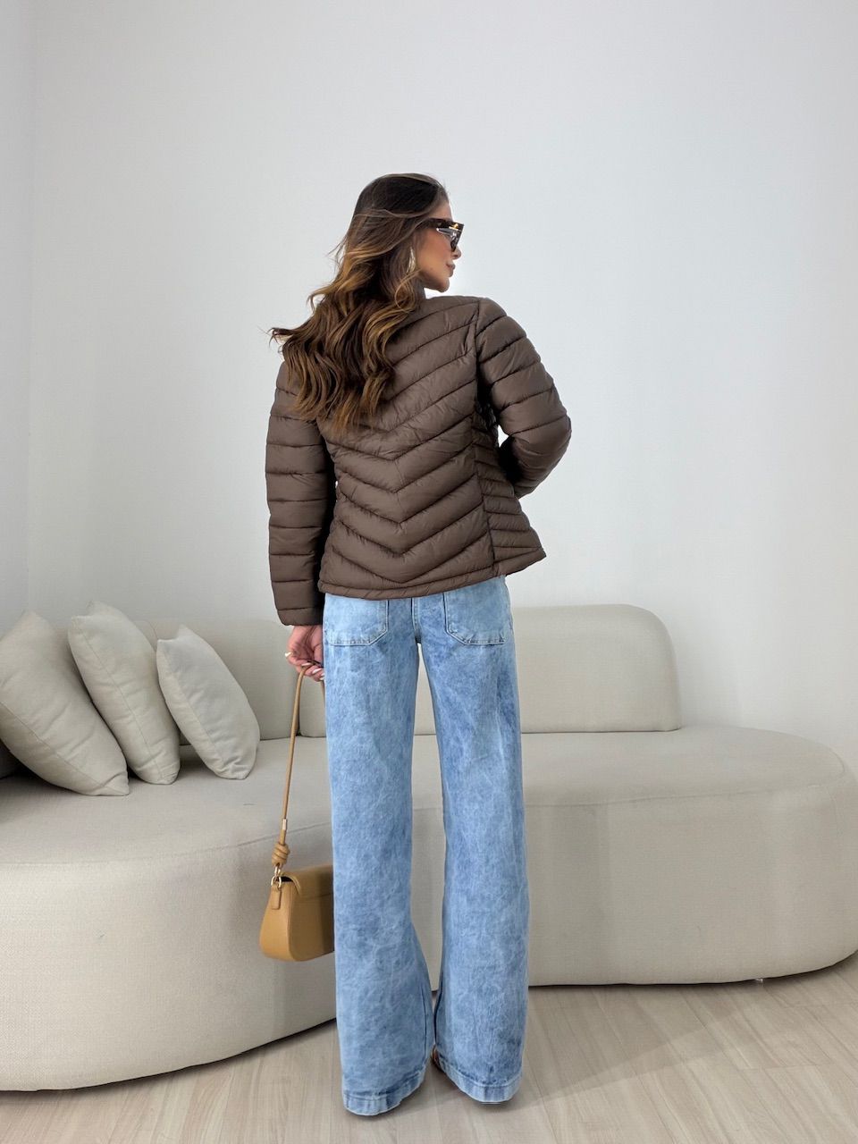 PUFFER REGINA ZÍPER CAFÉ