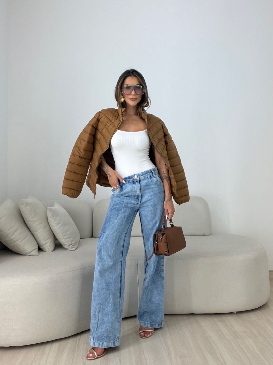 PUFFER REGINA ZÍPER CARAMELO