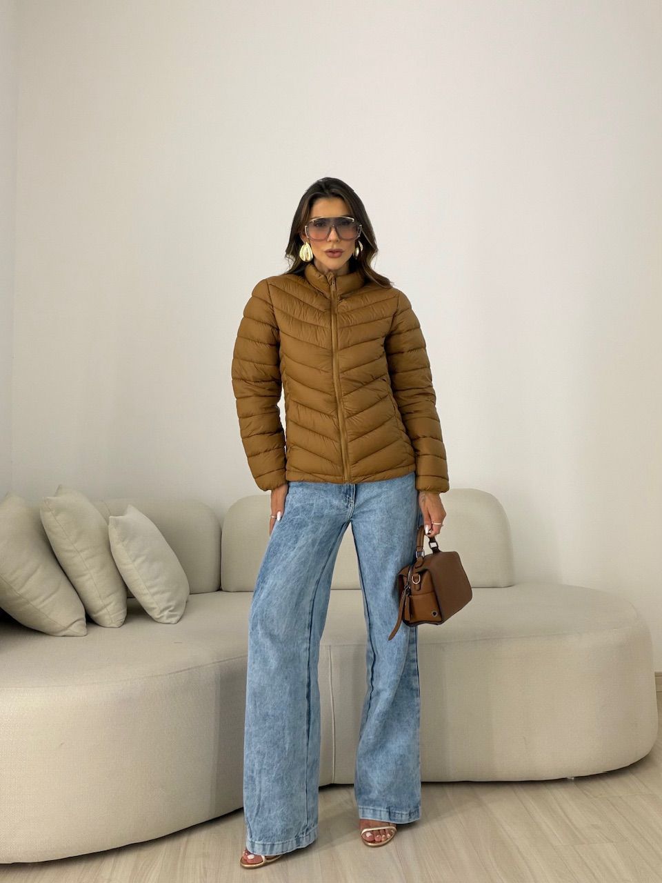 PUFFER REGINA ZÍPER CARAMELO