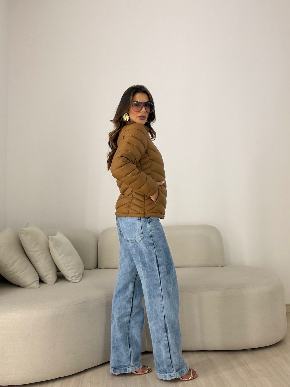 PUFFER REGINA ZÍPER CARAMELO