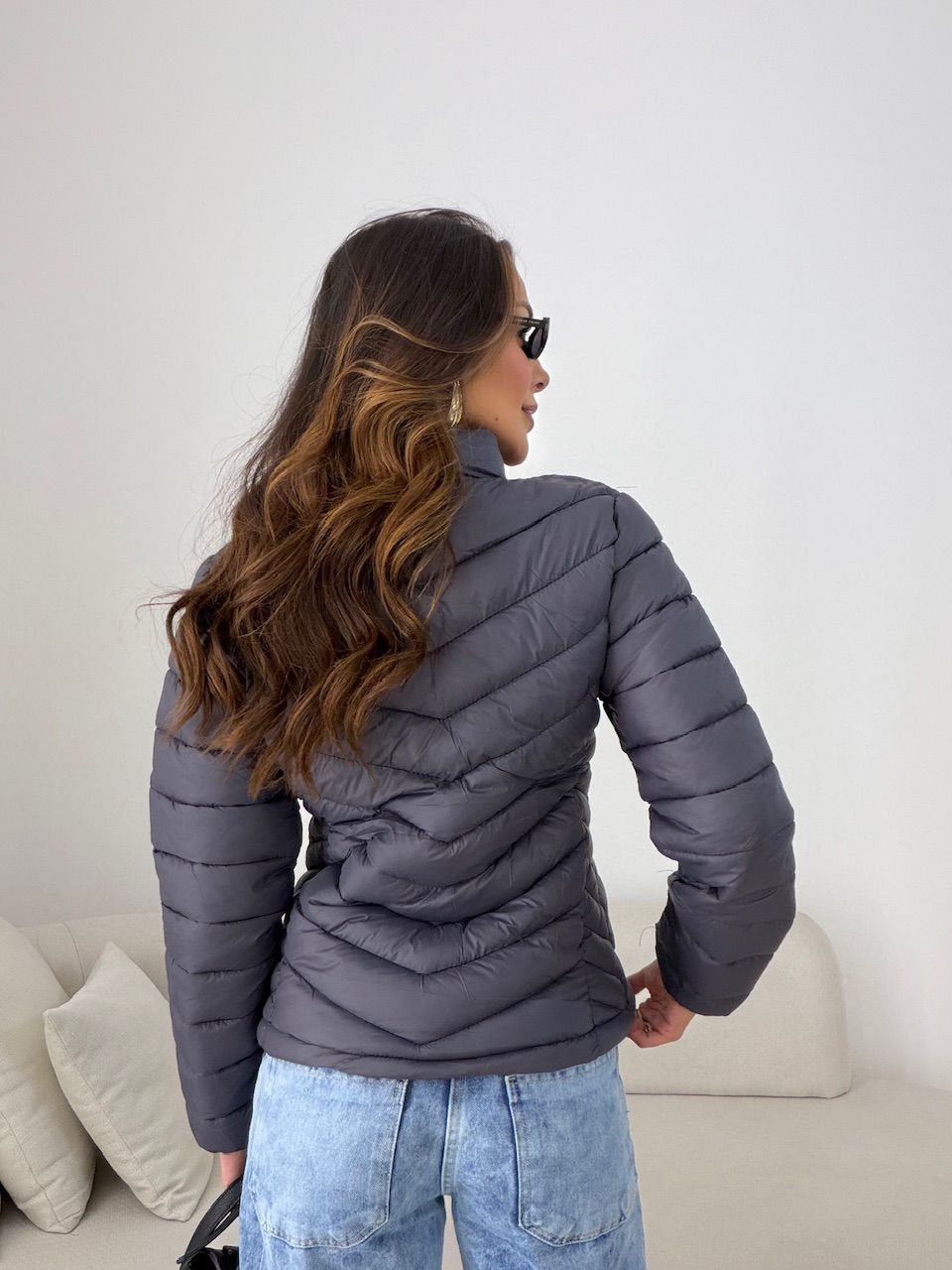 PUFFER REGINA ZÍPER CINZA