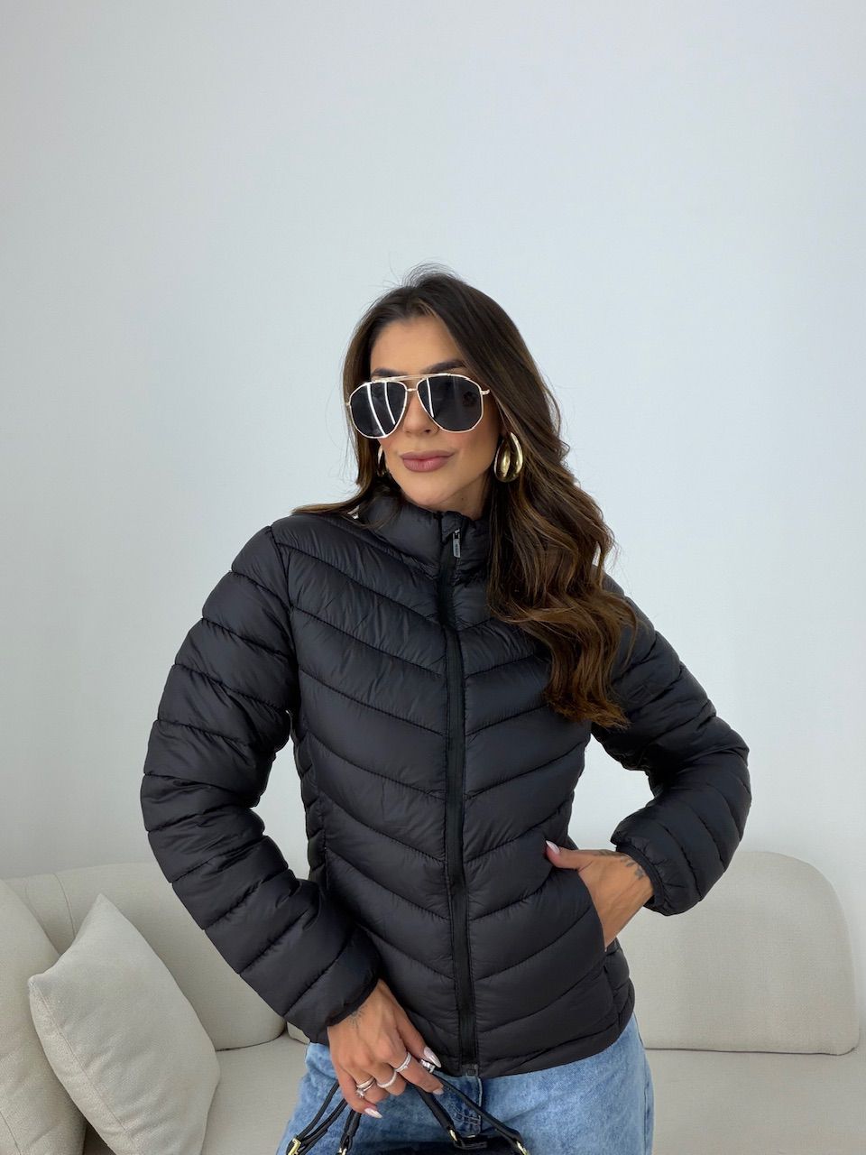 PUFFER REGINA ZÍPER PRETA
