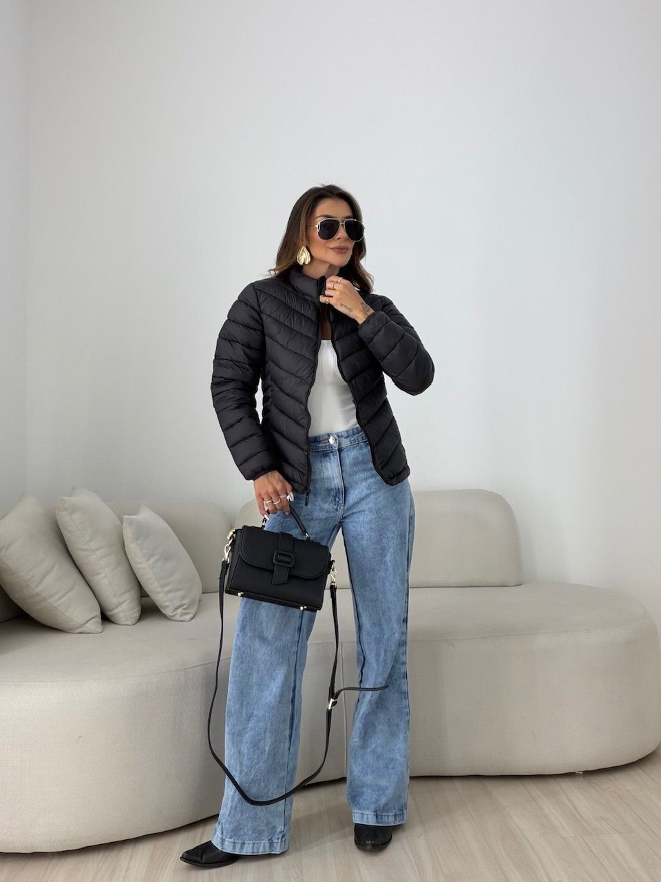 PUFFER REGINA ZÍPER PRETA