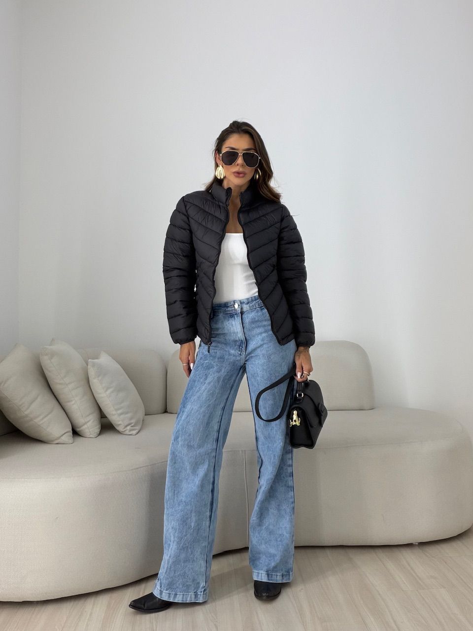PUFFER REGINA ZÍPER PRETA