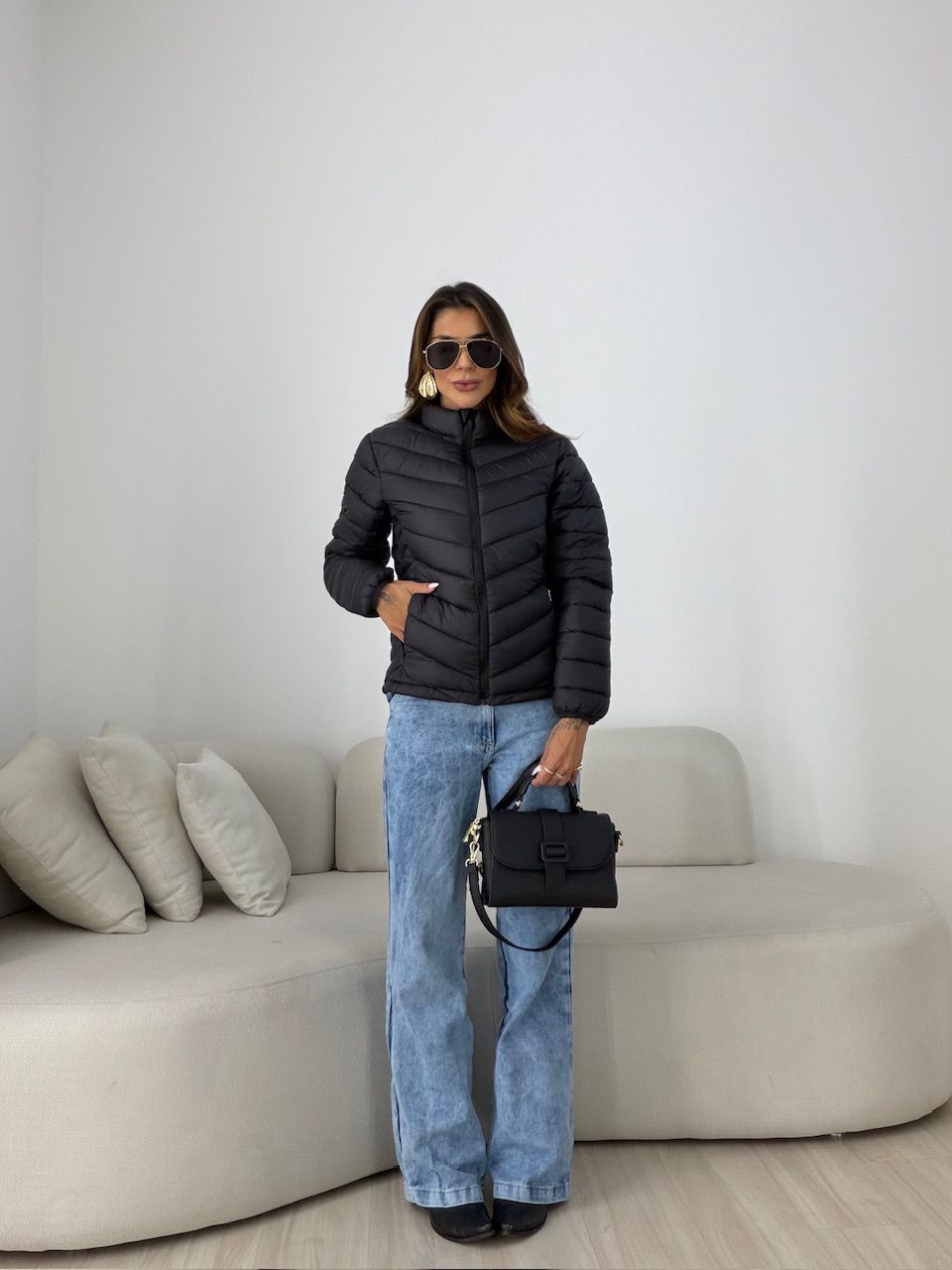 PUFFER REGINA ZÍPER PRETA