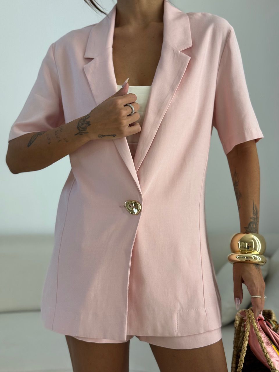 BLAZER NAYARA MANGA CURTA BABY PINK