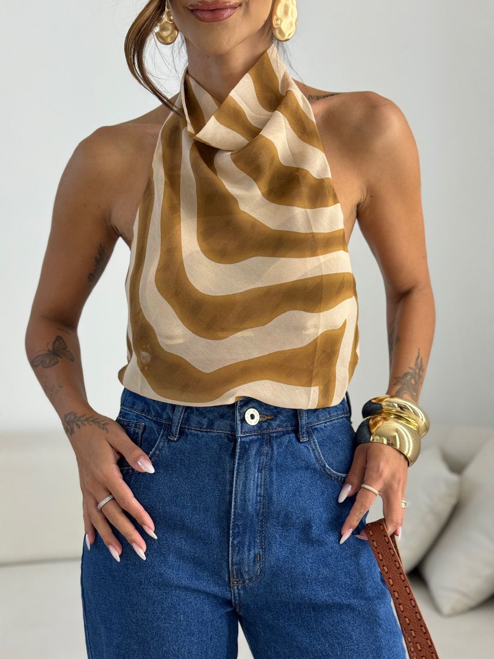 BLUSA CLEO FRENTE ÚNICA NUDE