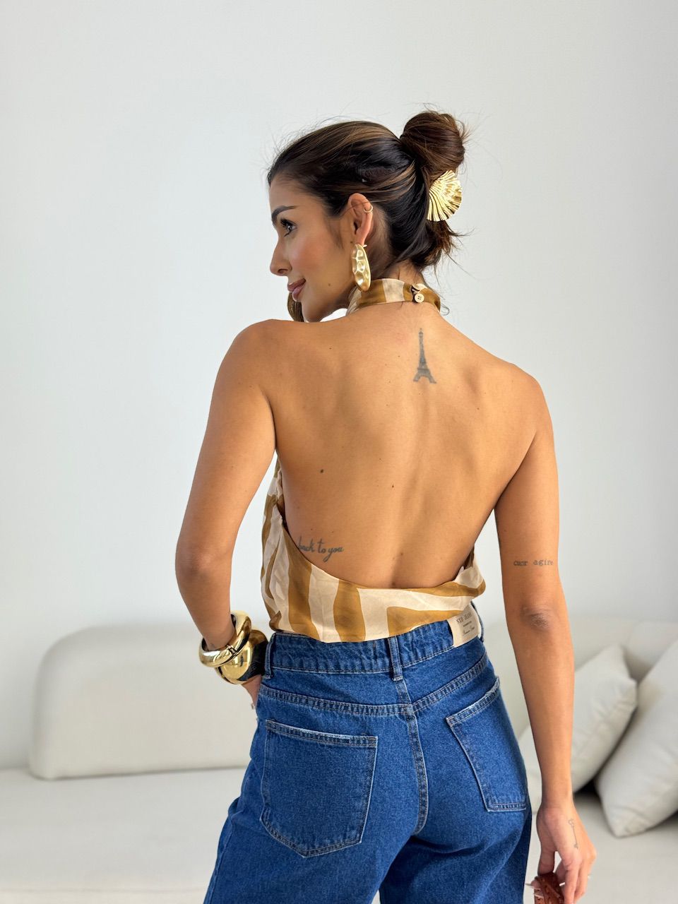 BLUSA CLEO FRENTE ÚNICA NUDE