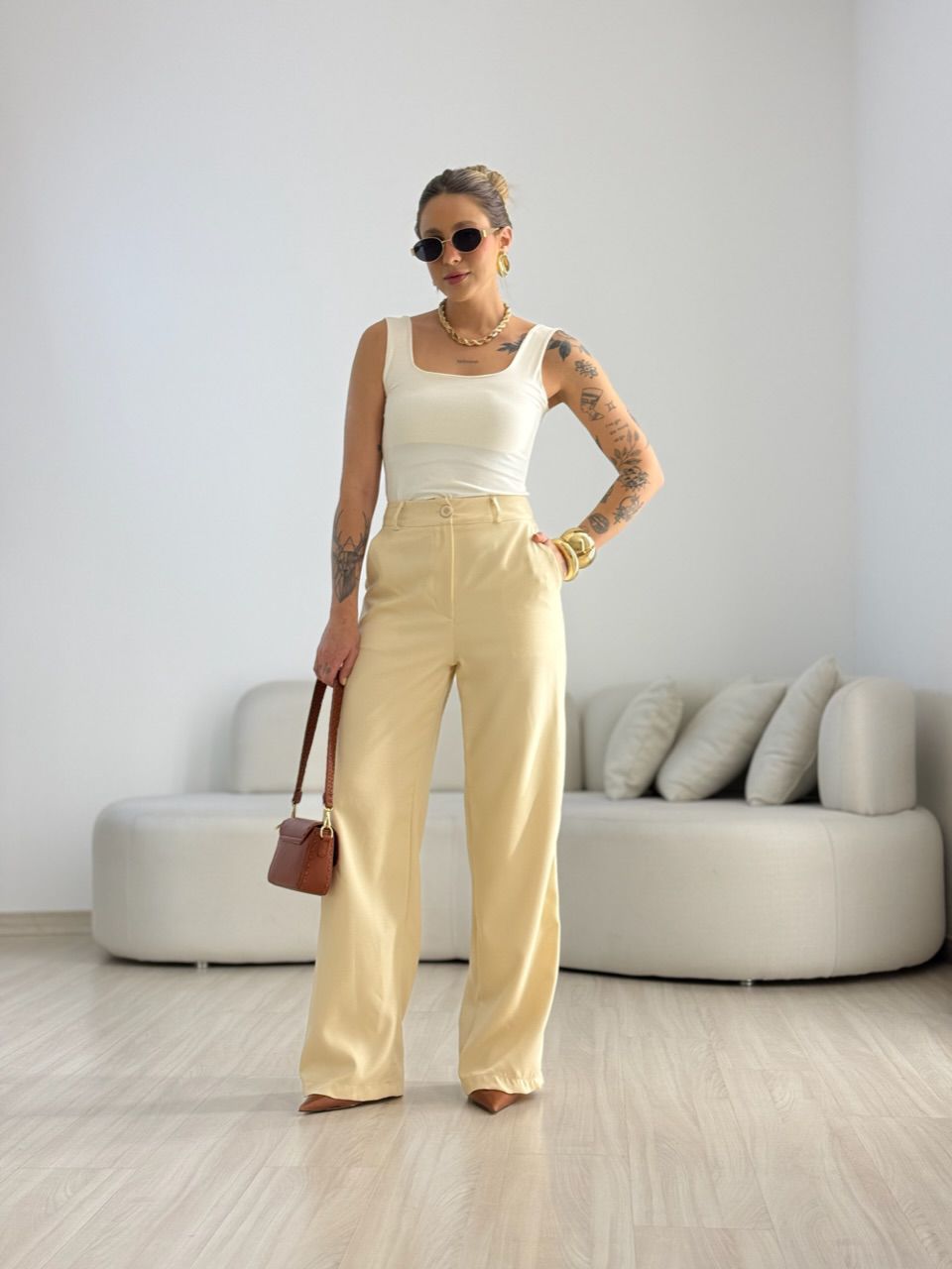 CALÇA ANA JULIA PANTALONA MARFIM