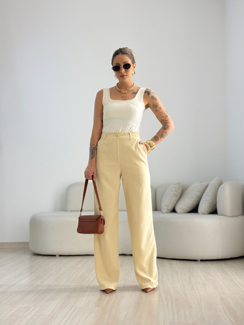 CALÇA ANA JULIA PANTALONA MARFIM