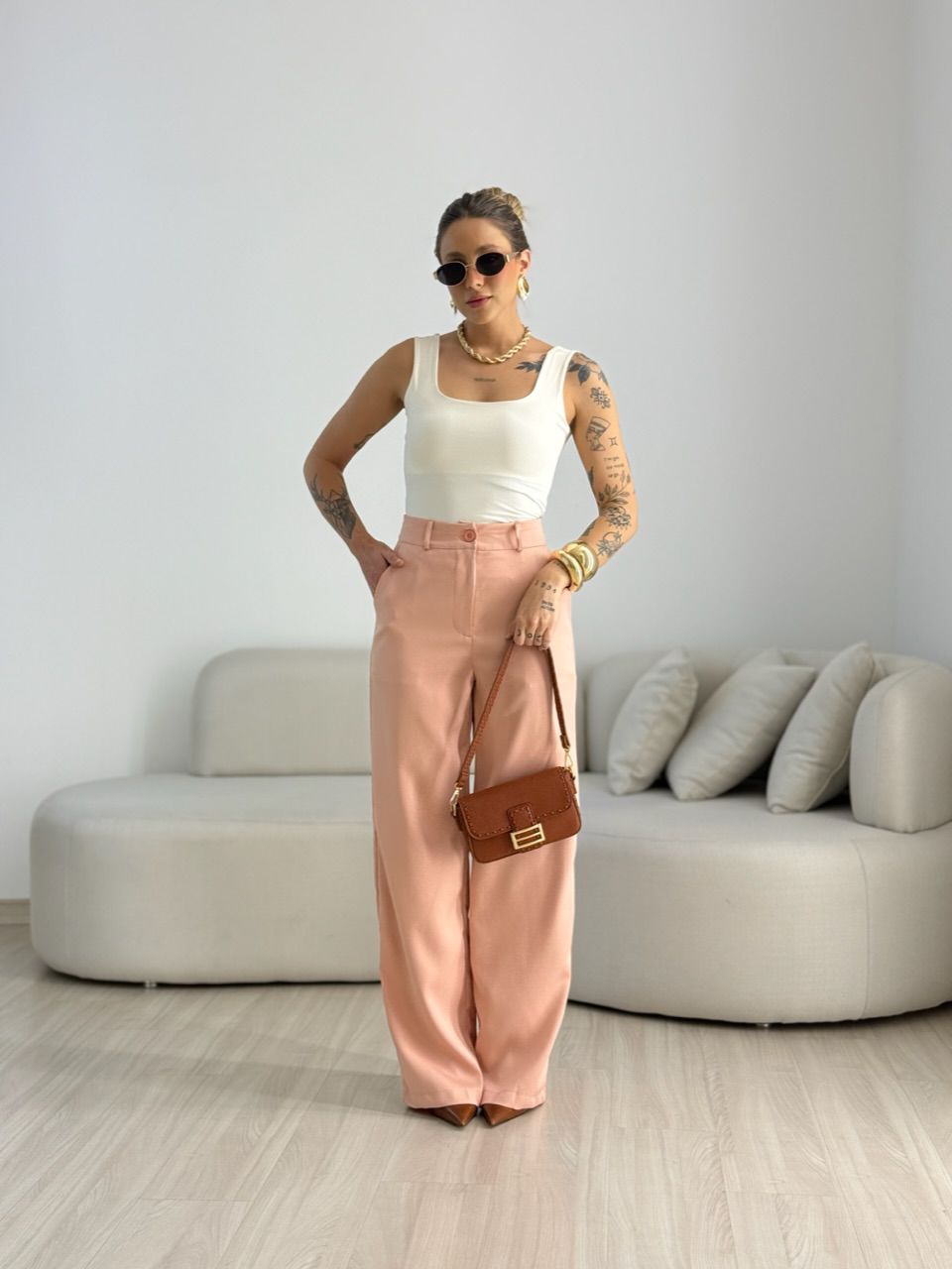 CALÇA ANA JULIA PANTALONA ROSÊ