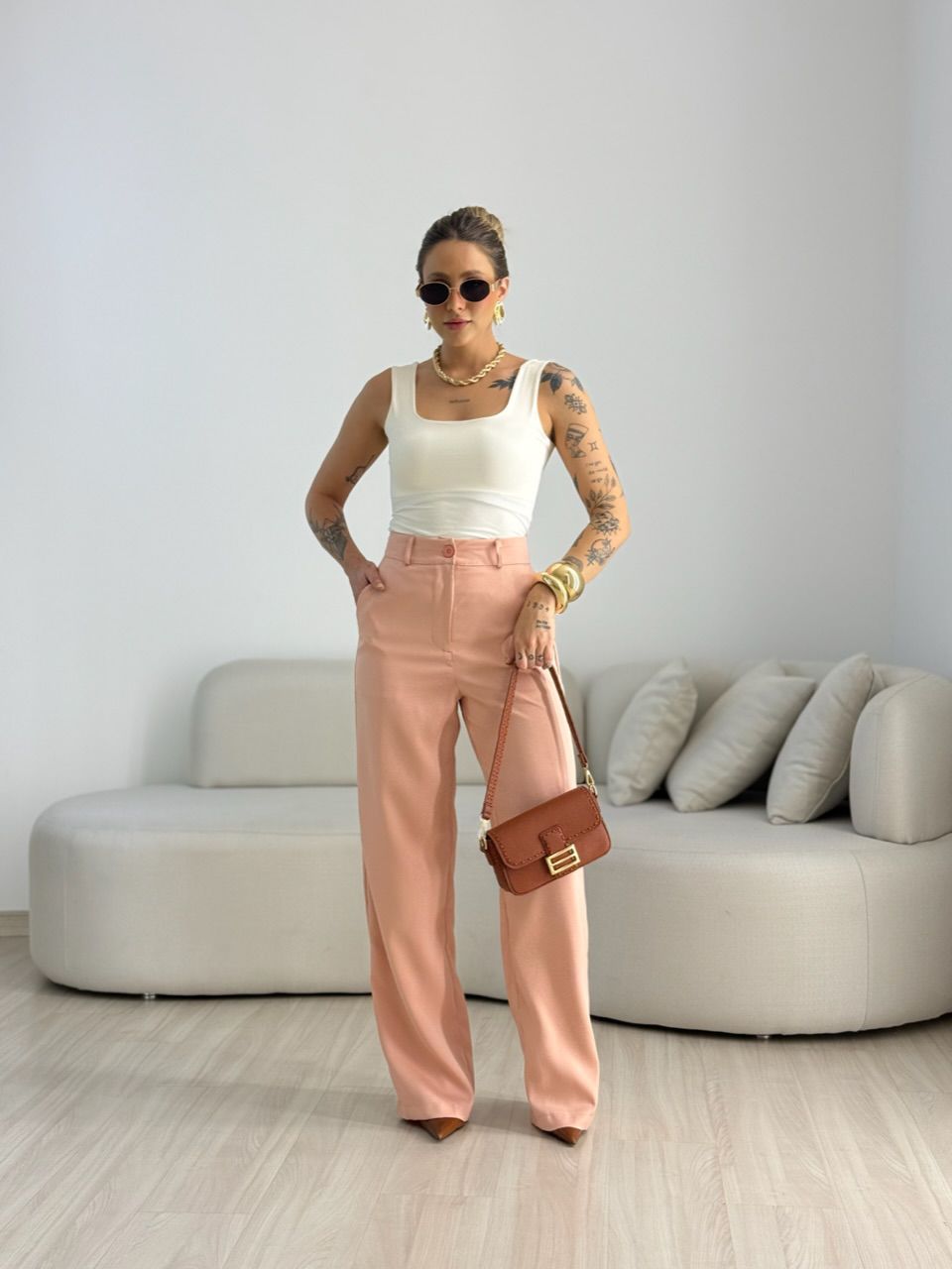 CALÇA ANA JULIA PANTALONA ROSÊ
