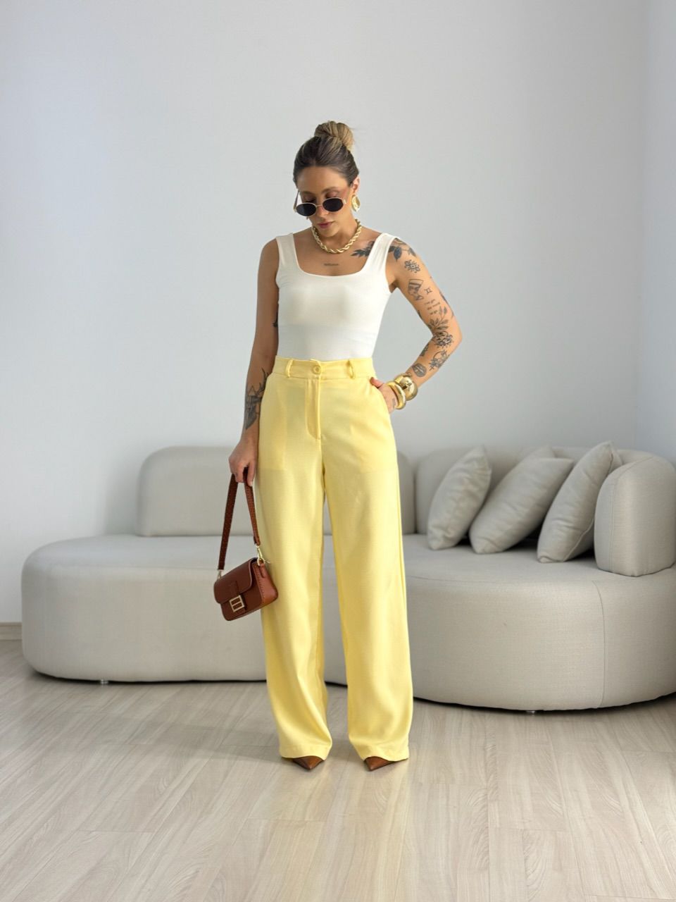 CALÇA ANA JULIA PANTALONA YELLOW BUTTER