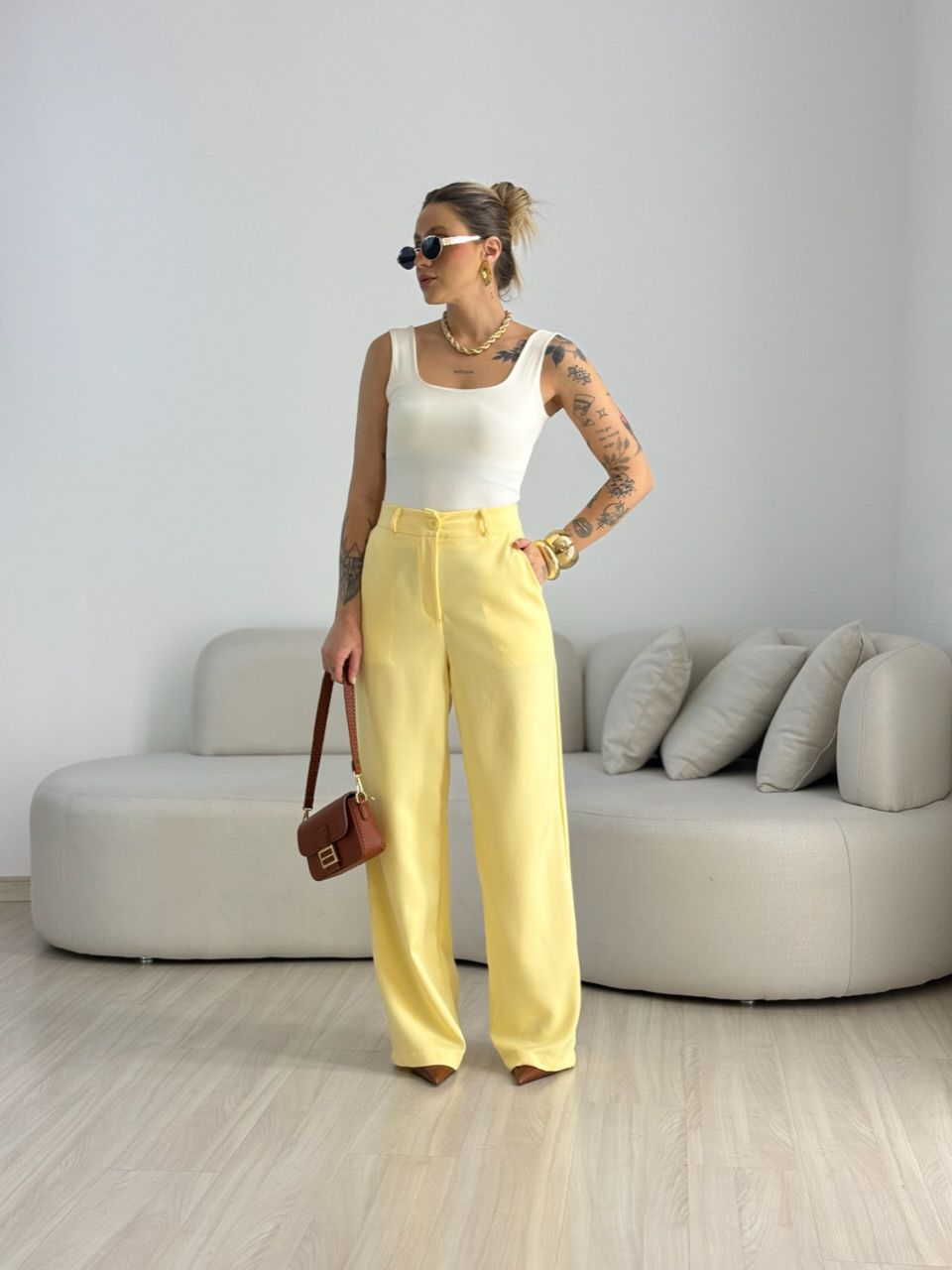 CALÇA ANA JULIA PANTALONA YELLOW BUTTER