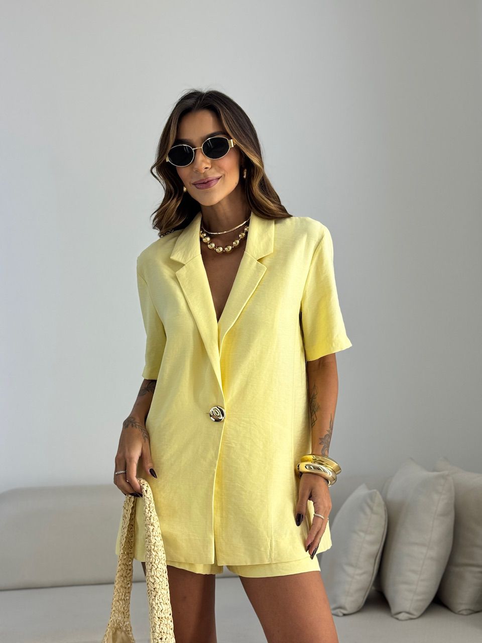 BLAZER NAYARA MANGA CURTA Amarelo