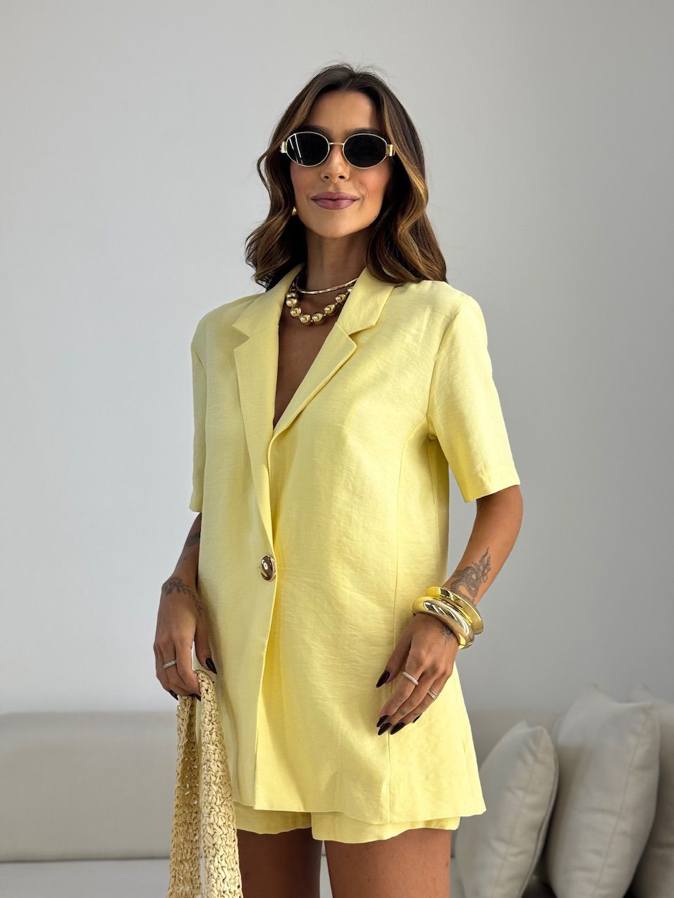 BLAZER NAYARA MANGA CURTA Amarelo