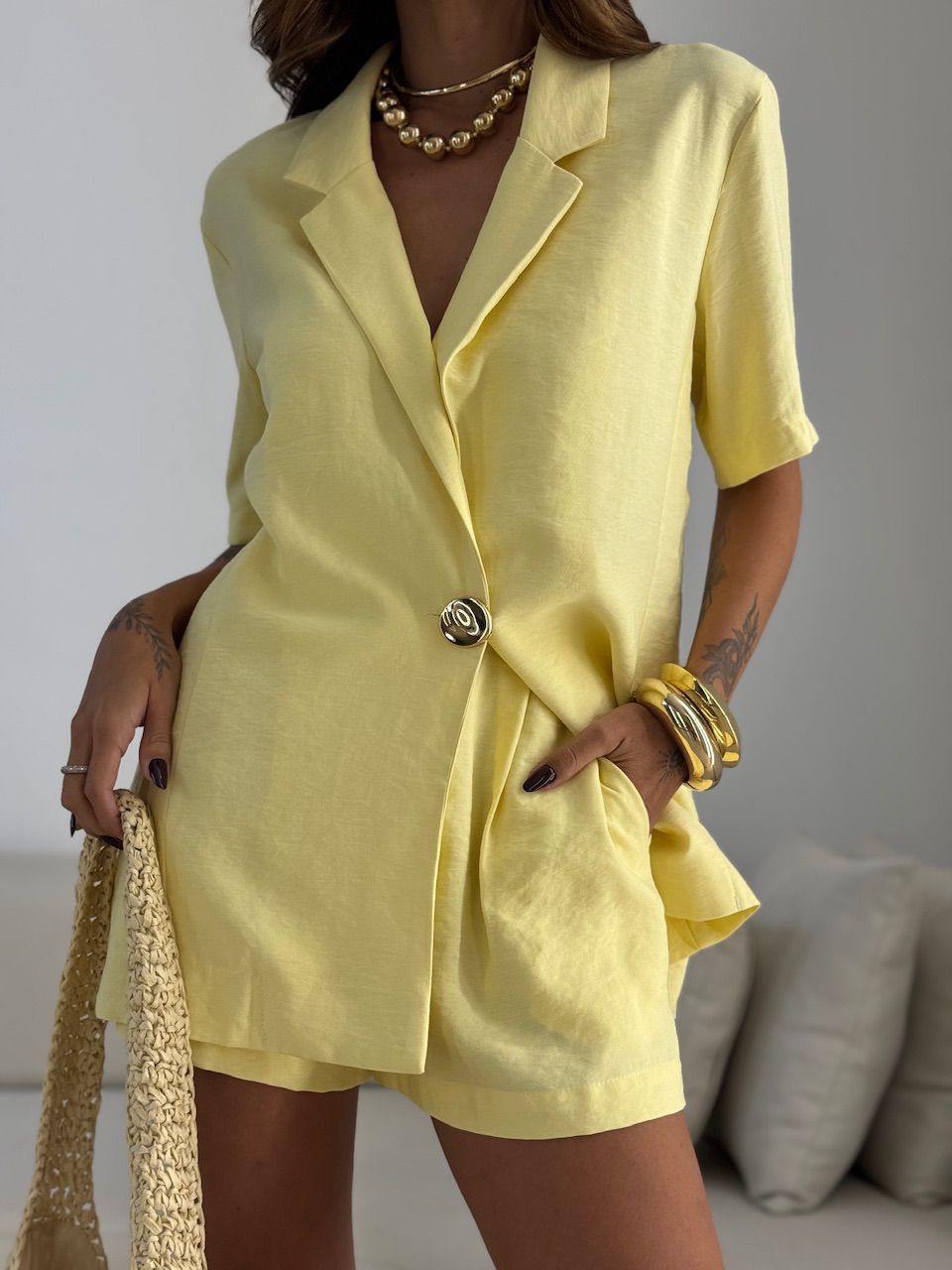 BLAZER NAYARA MANGA CURTA Amarelo