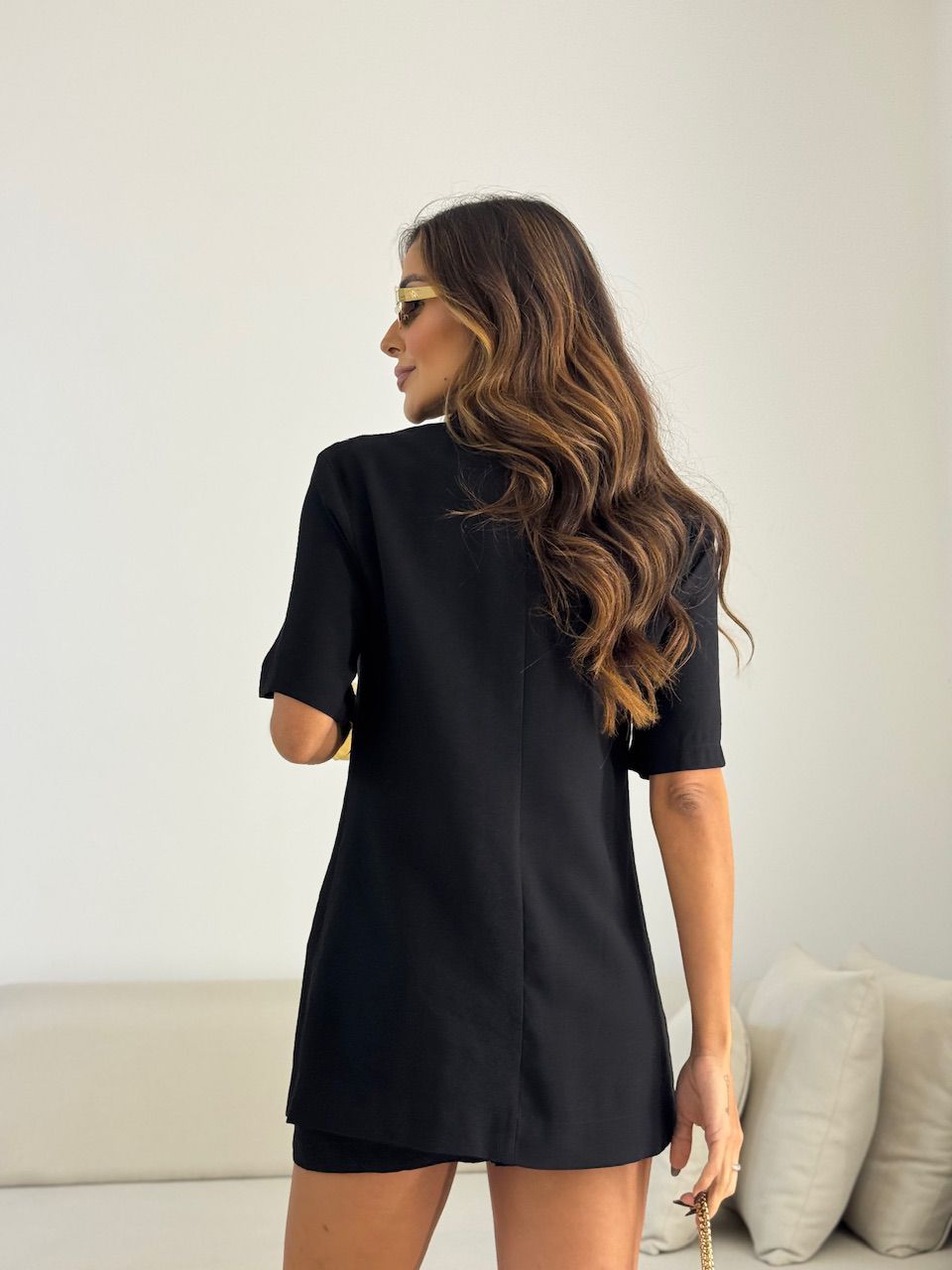 BLAZER NAYARA MANGA CURTA PRETO