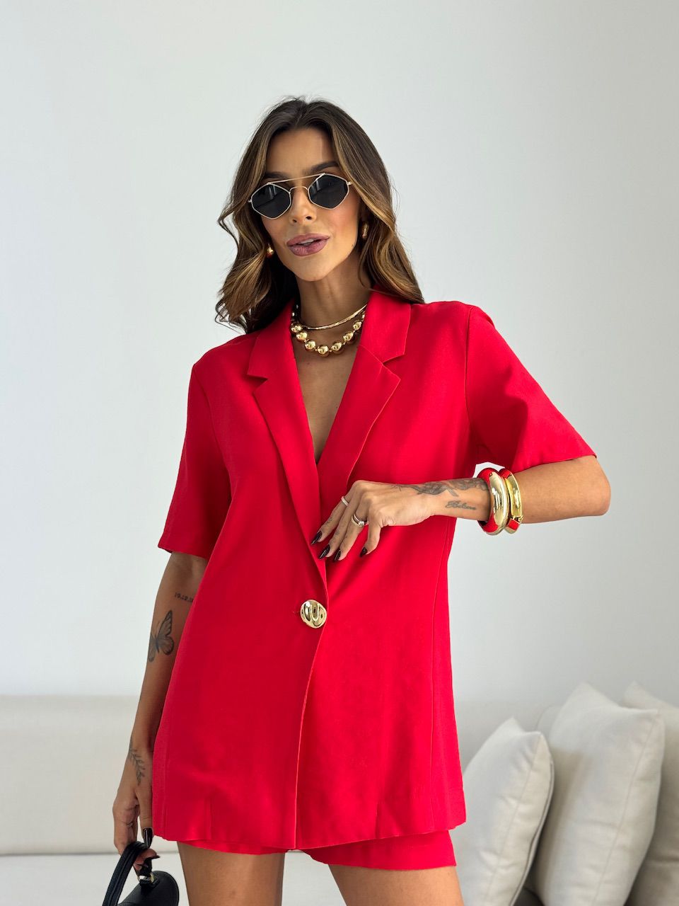 BLAZER NAYARA MANGA CURTA vermelho