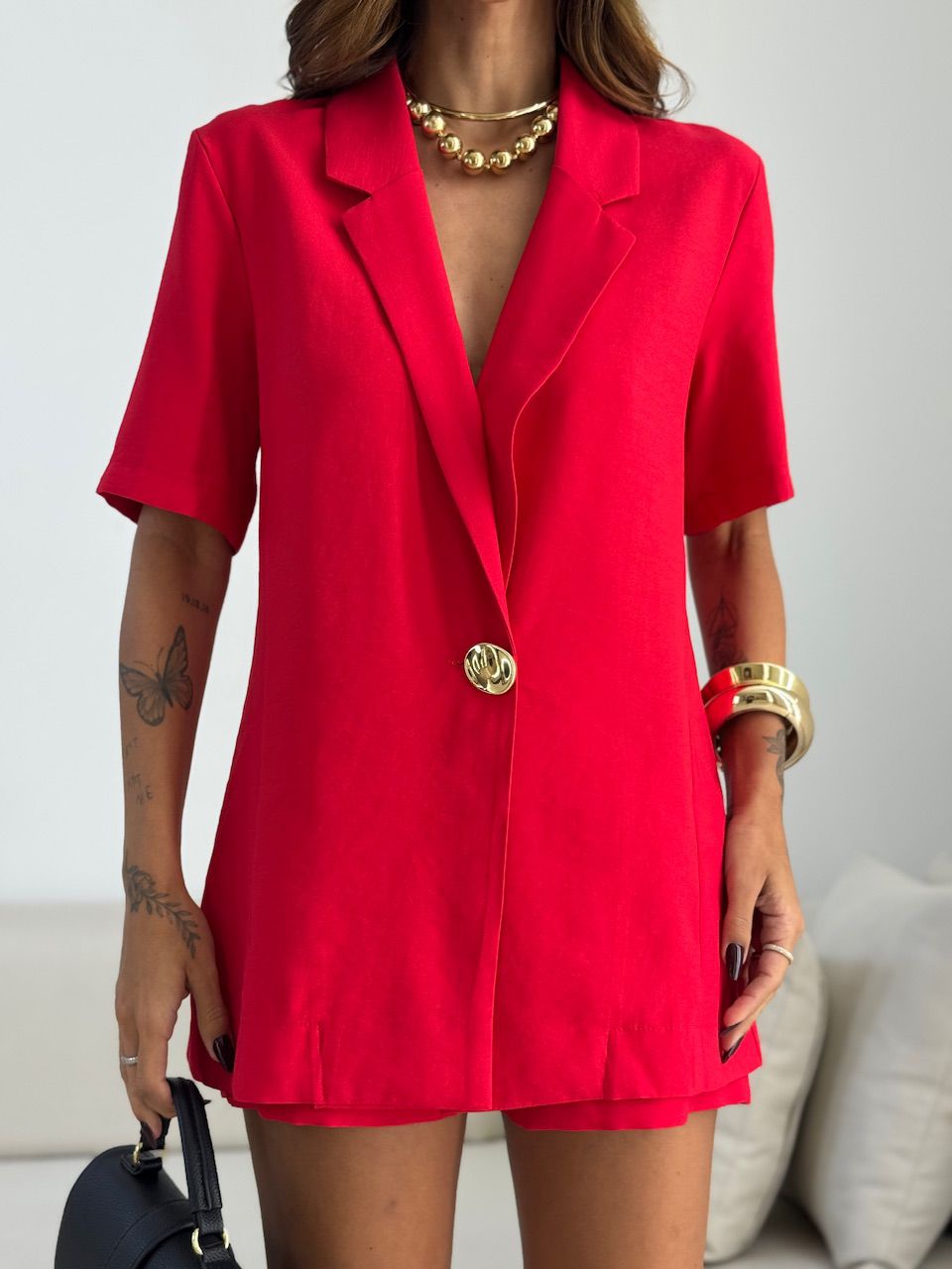 BLAZER NAYARA MANGA CURTA vermelho