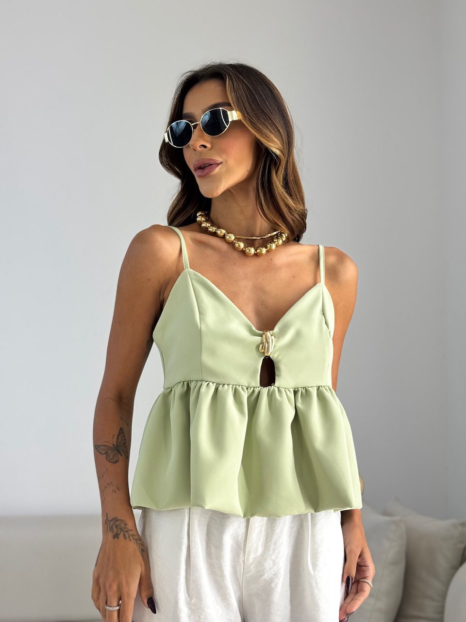 BLUSA RAIANE BALONÊ VERDE