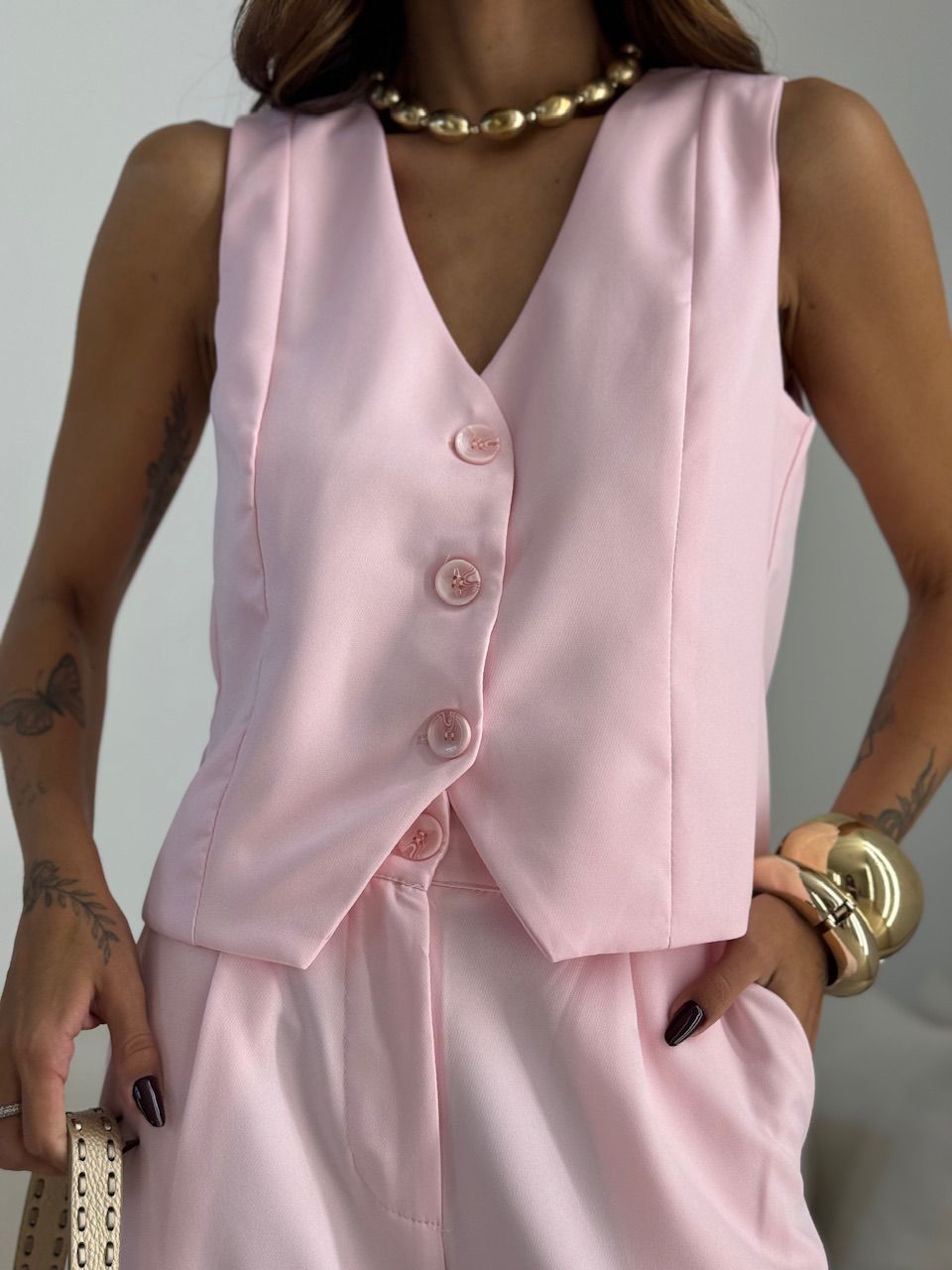 CONJUNTO SARA COLETE CALÇA BABY PINK