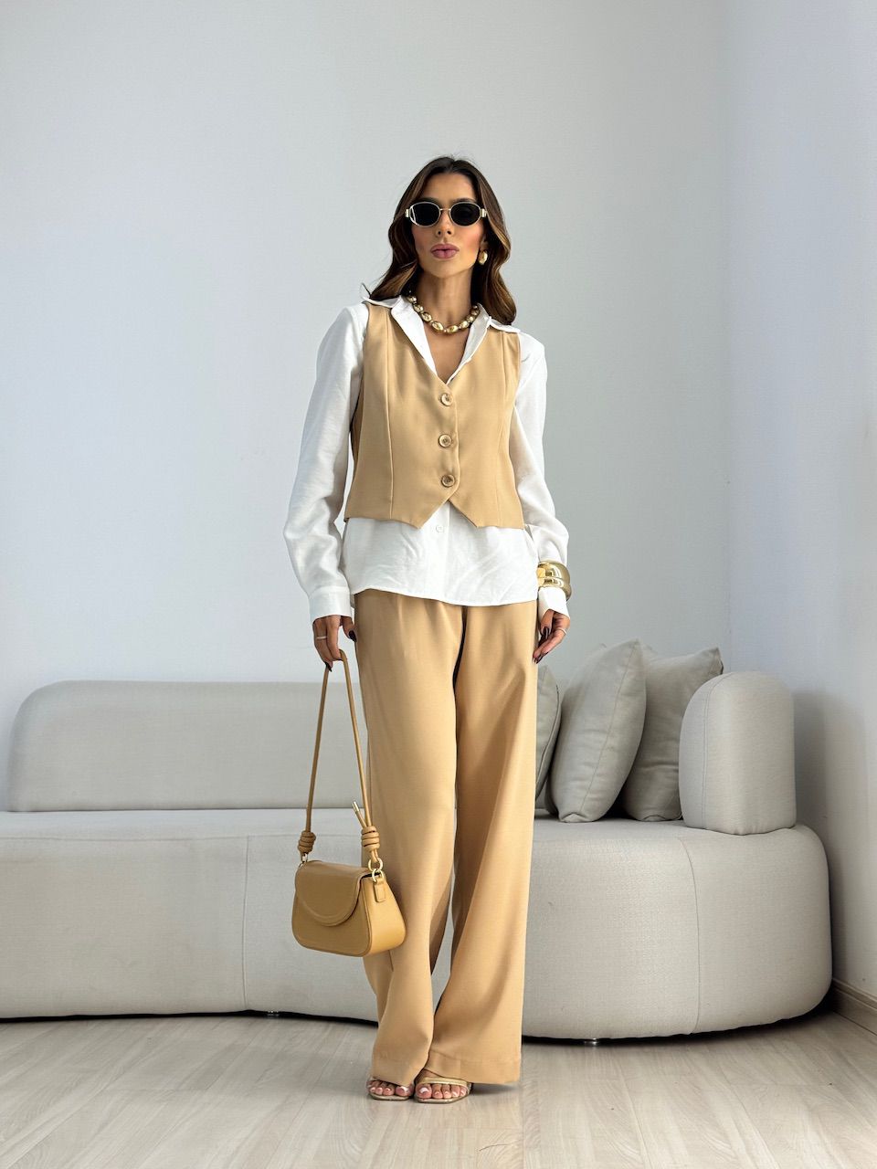 CONJUNTO SARA COLETE CALÇA NUDE