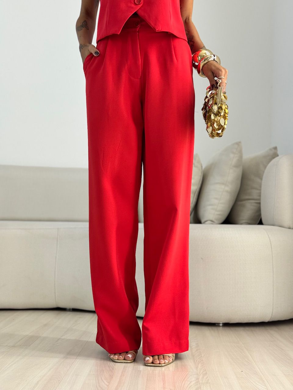 CONJUNTO SARA COLETE CALÇA VERMELHO