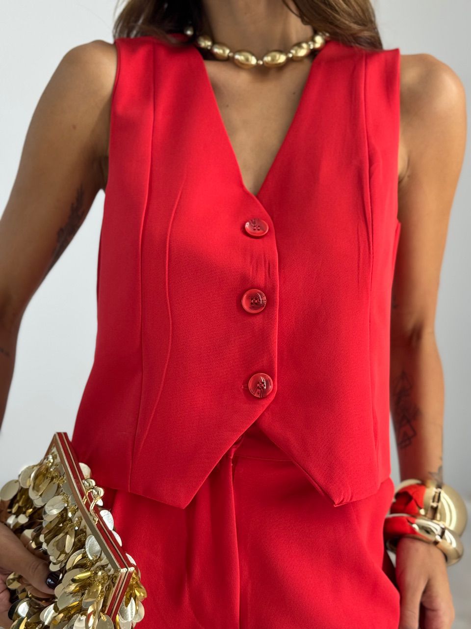 CONJUNTO SARA COLETE CALÇA VERMELHO