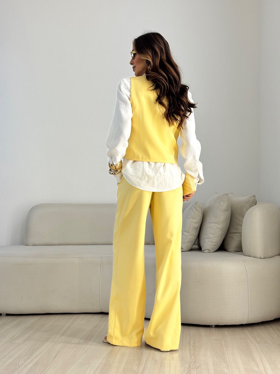 CONJUNTO SARA COLETE CALÇA YELLOW BUTTER
