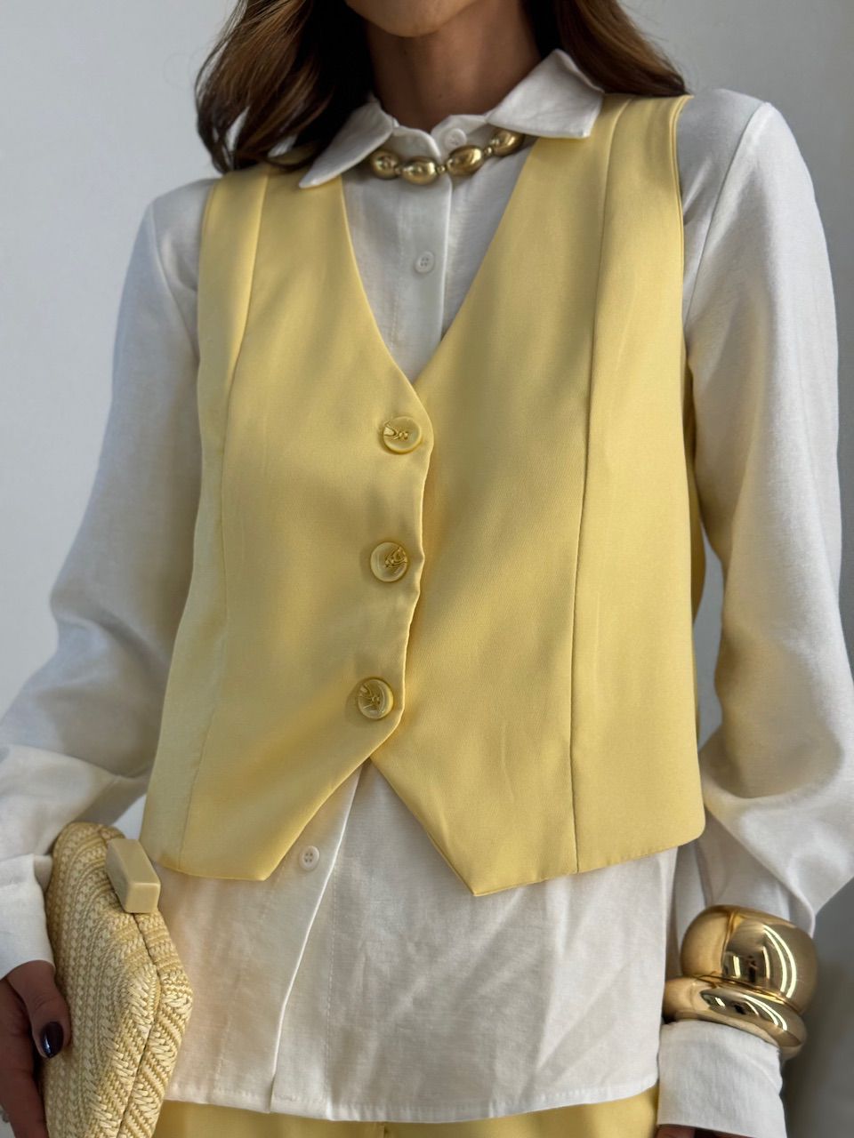 CONJUNTO SARA COLETE CALÇA YELLOW BUTTER