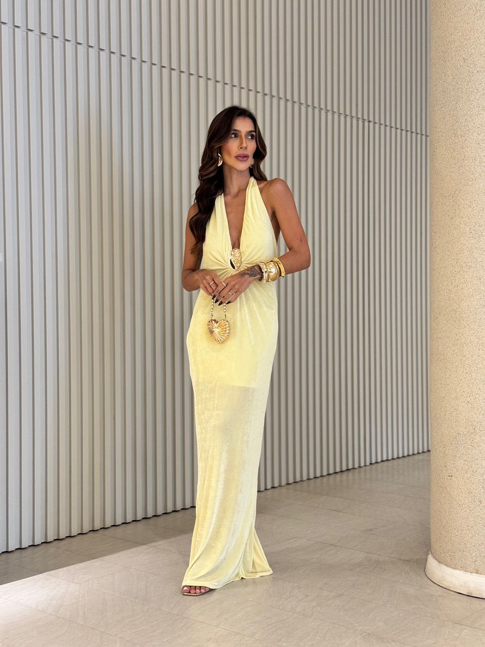 VESTIDO ANA PAULA FRENTE ÚNICA AMARELO