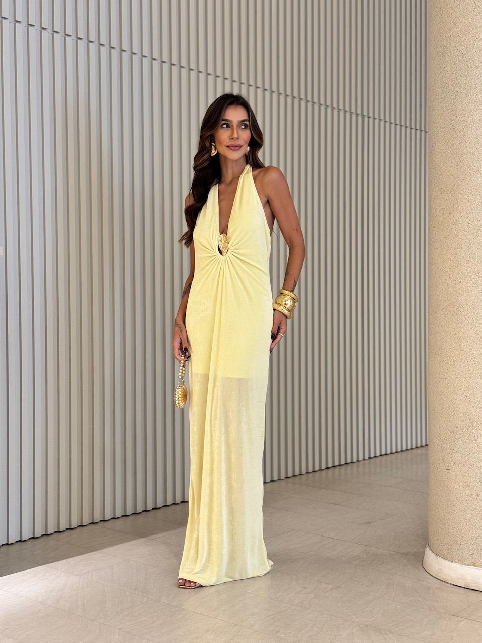 VESTIDO ANA PAULA FRENTE ÚNICA AMARELO