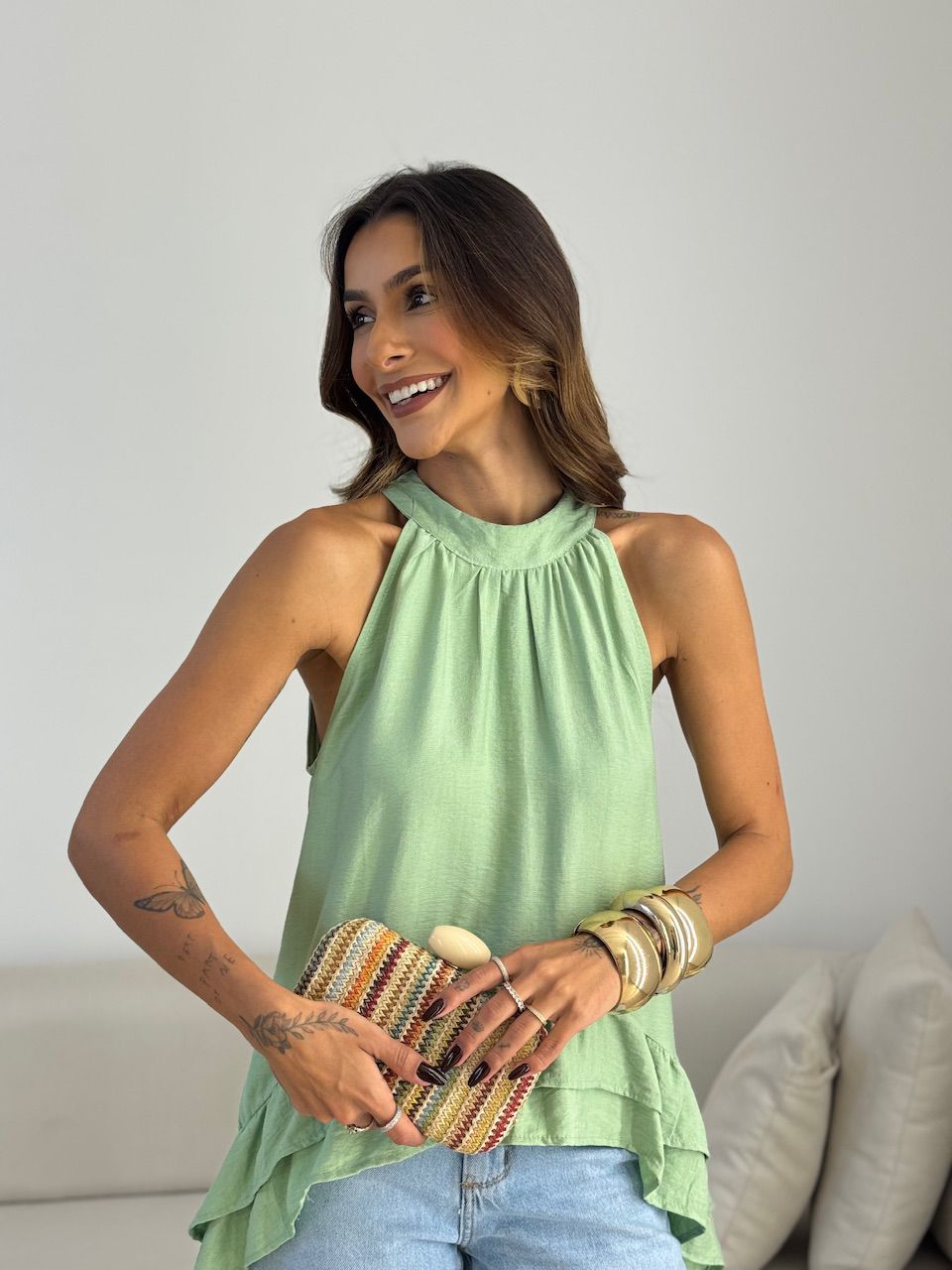 BLUSA KÁTIA CAVADA VERDE - 0073320230 - CAROLLA FERRARO