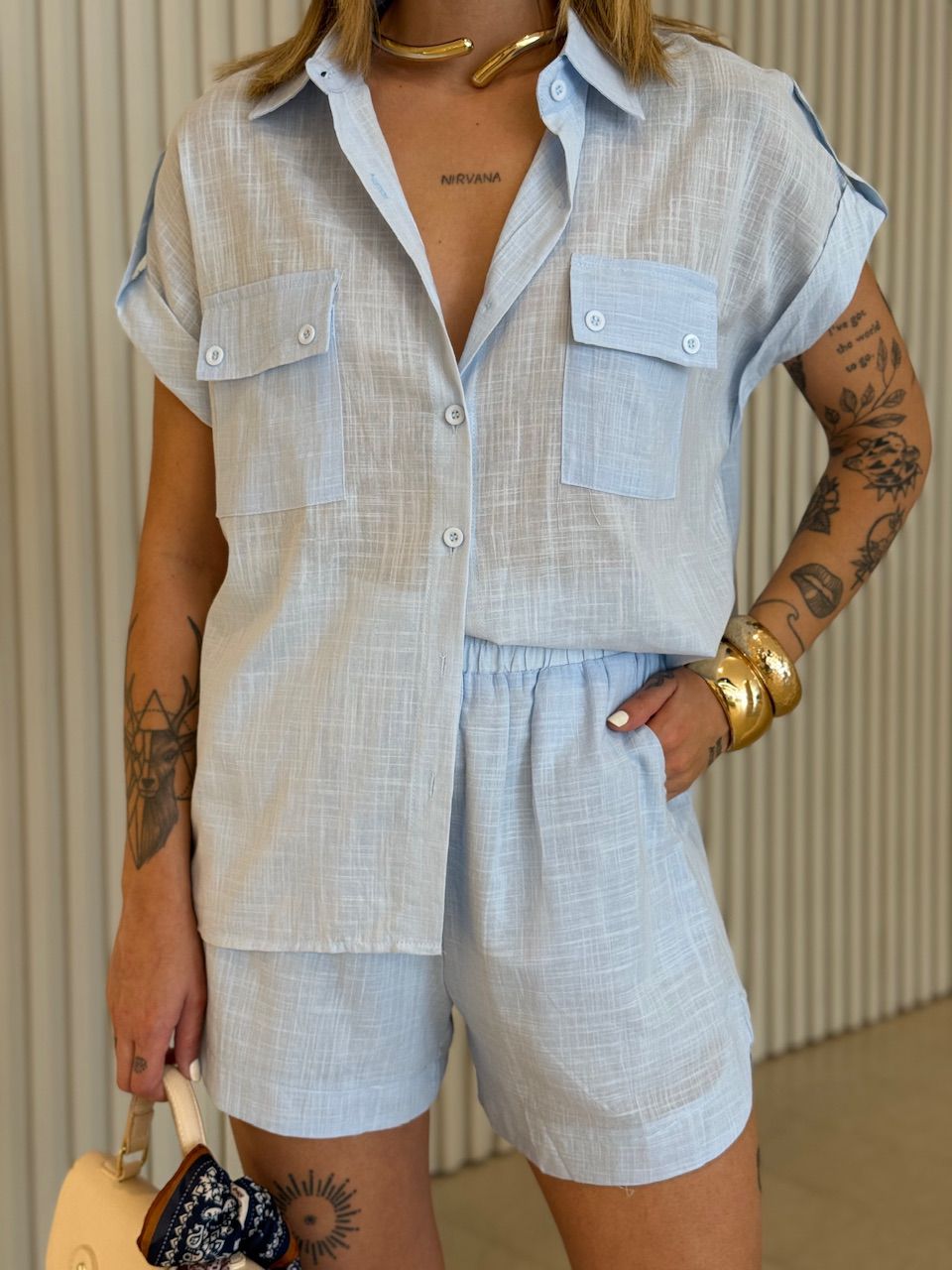 CONJUNTO MARIA ALICE CAMISA SHORT BABY BLUE