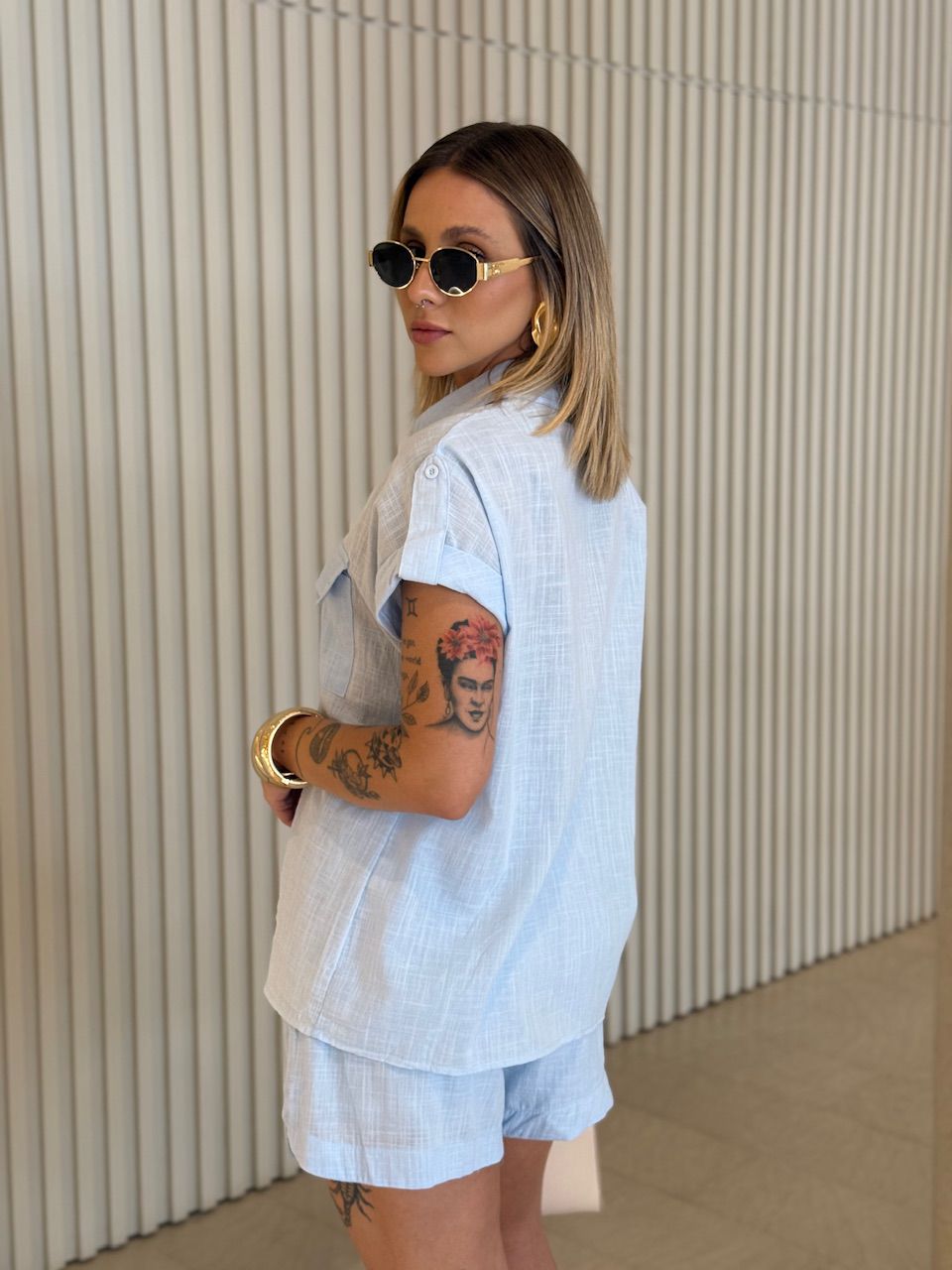 CONJUNTO MARIA ALICE CAMISA SHORT BABY BLUE