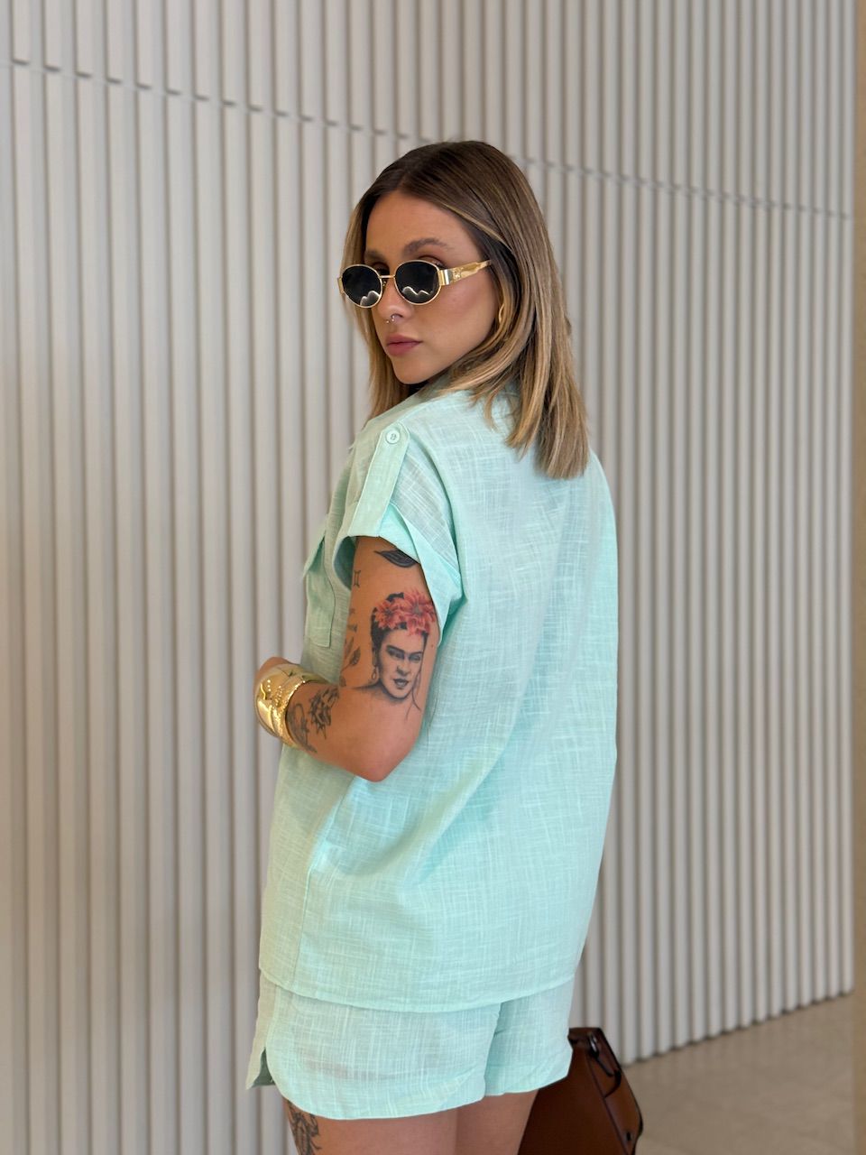 CONJUNTO MARIA ALICE CAMISA SHORT BABY GREEN